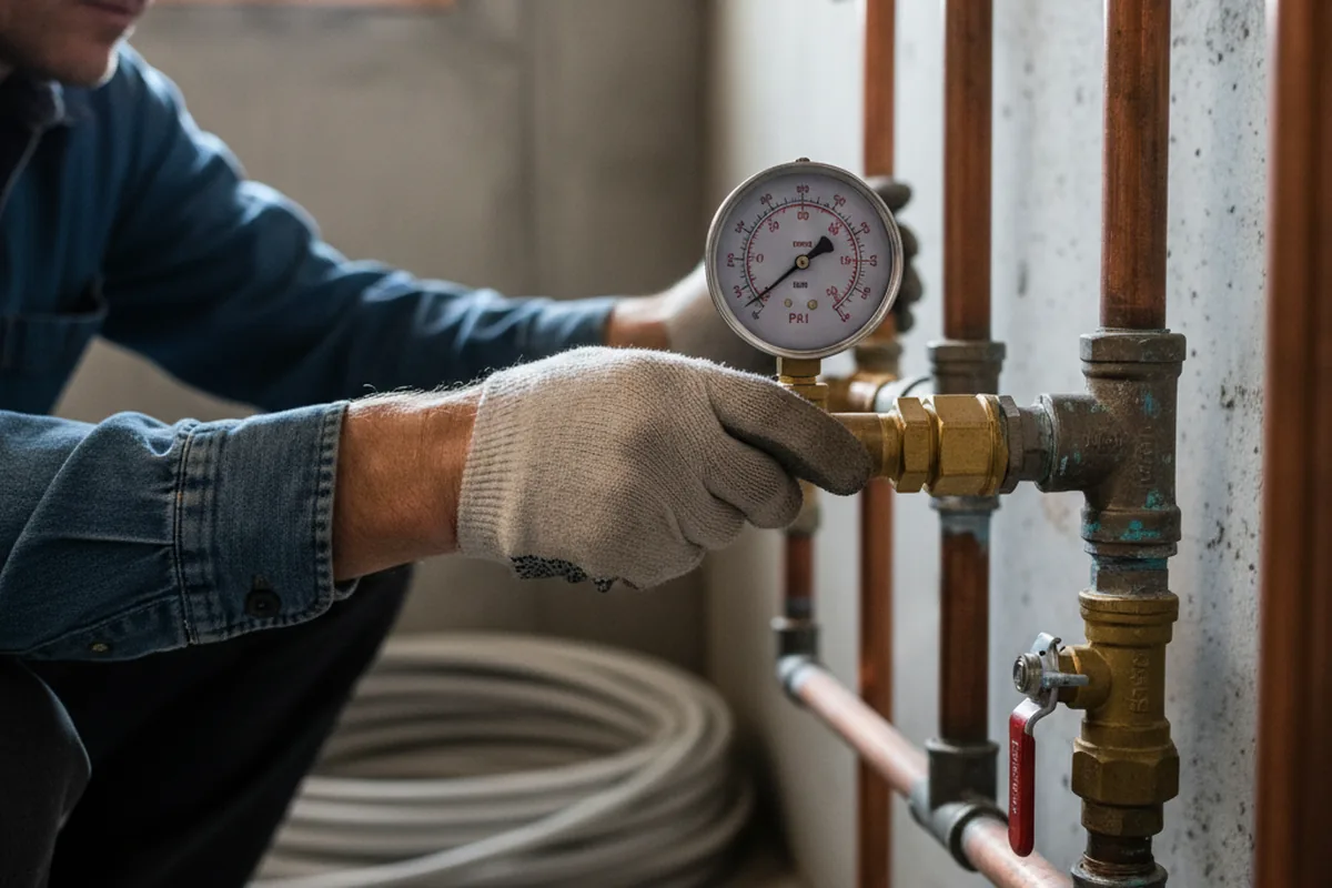 Pressure testing a repaired line during Water Line Repair in Gillette